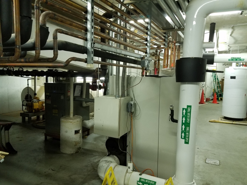 many large commercial buildings have central plant cooling and heating systems